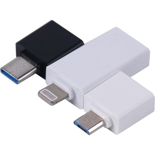 1PC Otg Adapter Mobile Phone U Disk Reader Usb To Micro Type-C Adapter Car USB Accessories Atmosphere Light
