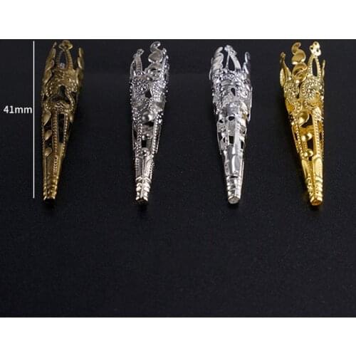 10Pc Antique Silver Flower Carved Resin Crystal Pendulum Bead Cap Jewelry Making