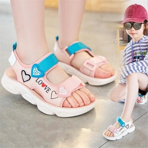 2021 summer new girls' sandals girls' lovely princess shoes soft soled anti slip light sandals casual student sandals