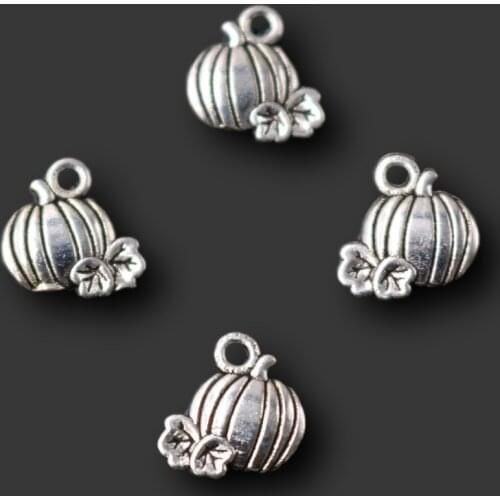 30pcs Silver Plated Pumpkin Alloy Pendants Halloween Bracelet Earrings Accessories DIY Charms For Jewelry Crafts Making A1413