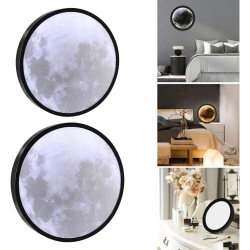 3D Wall Moon Mirror Light Hanging Mercury Makeup Mirror Gifts For Woman Lady Home Bedroom Decor
