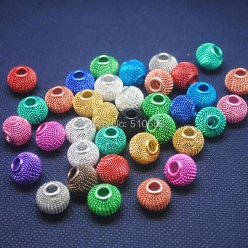 50 Pieces/Lot,Metal Lace Round Ball,Colored Mess Bead,Charms Beads,Fashion Jewelry Accessories,Size: 11x14mm,5.0 mmhole diameter