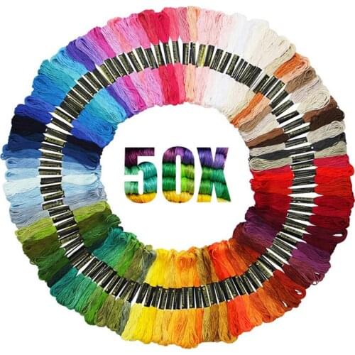 50 Mix Colors Cotton Sewing Skeins Coloured Cross Stitch Embroidery Thread Cross Stitch Braiding Needlework Craft Sewing Tools