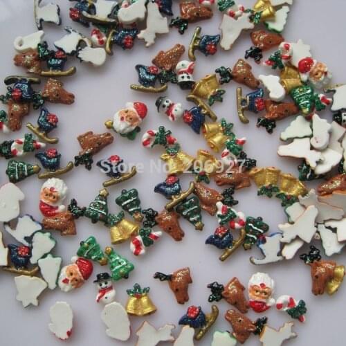 #64 30pcs Cute Mix Christmas Shape Nail Resin Decoration Outlooking