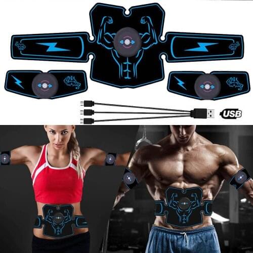 ABS Stimulator Muscle Toner Abdominal Toning Belt Electrostimulation EMS Training Home Office Fitness Equipment USB Charging