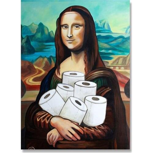 DIY 5D Diamond Painting Funny Mona Lisa Bathroom Paper Full Drill Square Embroidery Mosaic Art Picture Toilet Decor WG2634