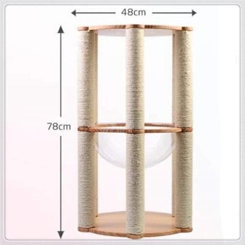 Solid Wood Cat Climbing Frame Hexagonal Cat Litter Space Capsule Transparent Litter Cat Scratching Post Cat Toy Jumping Platform
