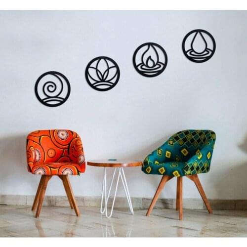 Laser Cut 4 Element Wood Wall Decor Black wall decoration decorative product new fashion home decoration NEW PRODUCT
