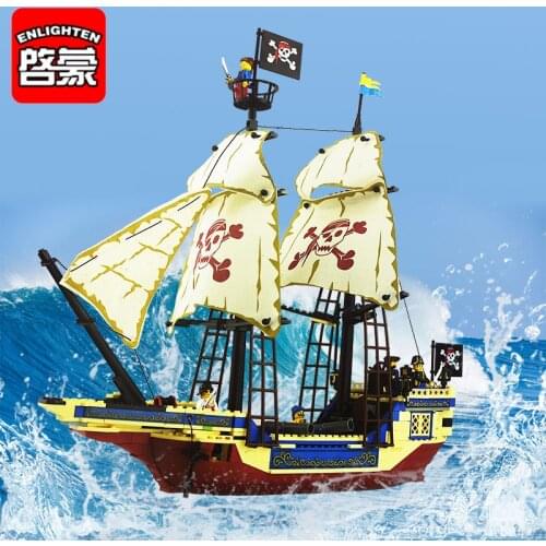 Children educational toy pirate ship building block boy model educational girl toys bricks 487PCS