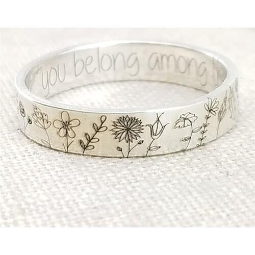 FFLACELL Fashion Vintage Wildflower Daisy Flower Carving Pattern Ring Mens and Womens Simple Party Accessories