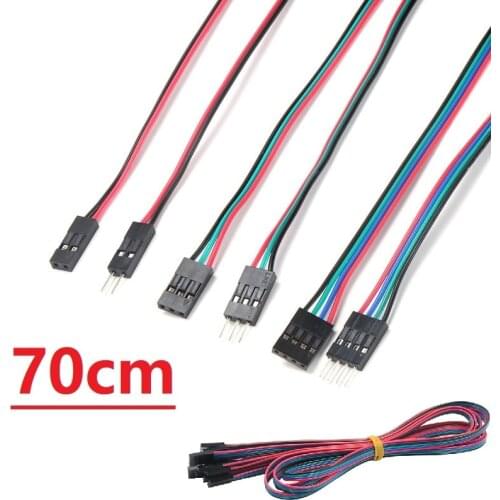 MEGA 5PCS/lot Dupont Cables 70cm Jumper Wires Male to Female Female to Female 2Pin 3Pin 4Pin 3D Printer Parts Copper