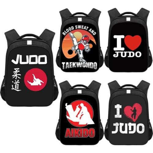 Cool Martial Art Judo / Taekwondo / Karate / Aikido schoolbag for Teenage Boys Backpack Children Bookbag Man Travel Backpack
