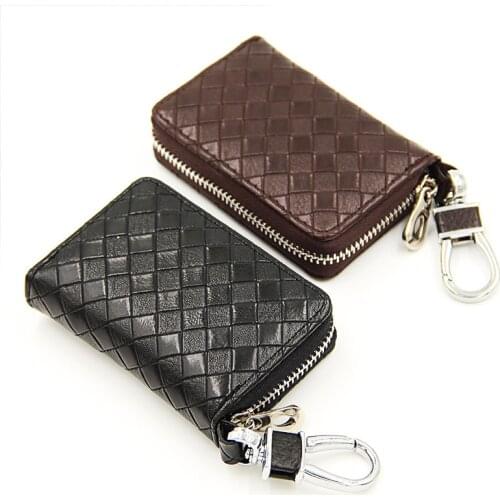 Handmade Pu Leather Key Wallet Men Holder Keychain Pouch Purse Zipper Business Design Male Car Small Key Case Keys Carteira