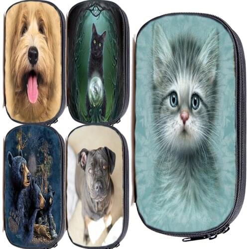 Cute Polar Bear Concion Cat Dog Pencil Cases Pencil Bag Animal Zipper Pen Box Storage Bag For Kids Stationery Bags Children Gift