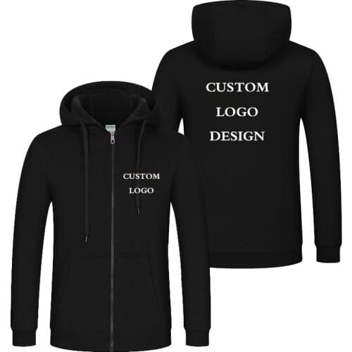 Autumn Winter Custom Logo Design Men & Women Hooded Jacket Korea Style DIY Printing Zipper Coat Unisex Outdoor Jackets