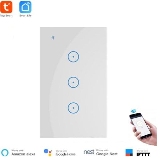 US WiFi Switch Touch Control Wall Light Switch 1 /2 /3 Gang 120 Type Panel Wall Touch Light Switch Smart Home Google compatible