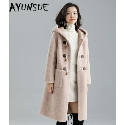 Real Fur Coat Women Winter Coat Women Clothes 2020 100% Wool Jacket Sheep Shearing Hooded Parka Real Fur Jacket LMN29004 YY2365