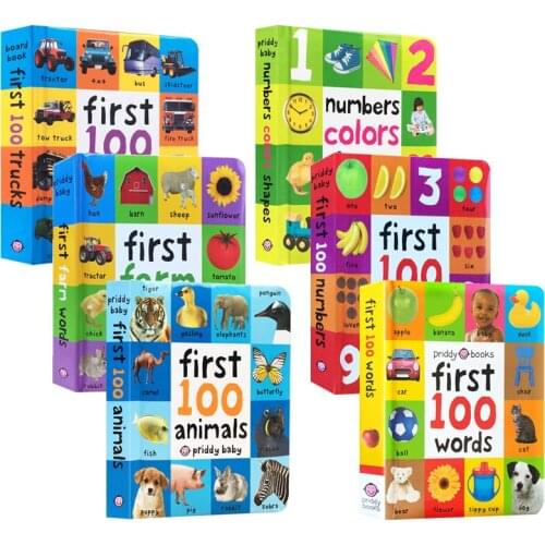 First 100 Trucks/Colors/Animals/Words/Numbers Board Book Children English Picture Books Educational Toys
