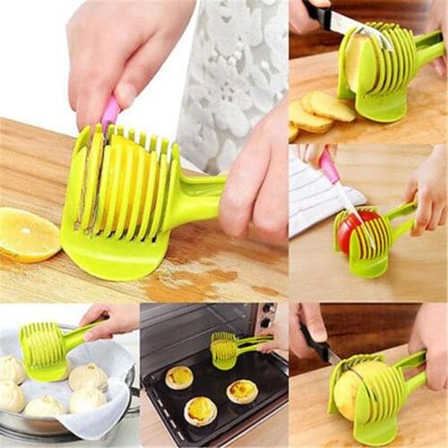 Plastic Potato SlicerTomato Cutter Tool Handheld Lemon Cutting Shreadders Holder Vegetables Onion Fruit Cooking Kitchen Tools