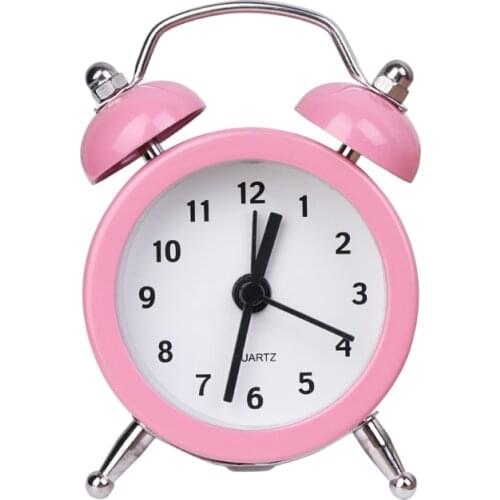 Portable Cute Mini Round Battery Alarm Clock Desktop Table Bedside Clocks Decor