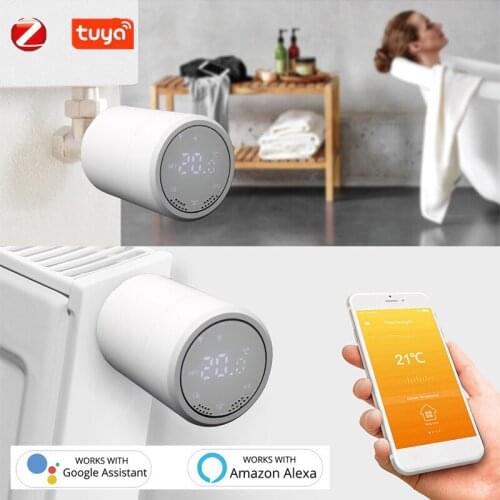 Tuya ZigBee Radiator Actuator TRV Programmable Thermostatic Radiator Valve Temperature Controller work with Alexa smart home