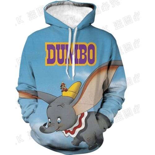 New Sweatshirts Anime Pullover Long Sleeve 3D Print Men Women Children Dumbo Hoodies Cool Boy Girl Kids Casual Tops Clothing