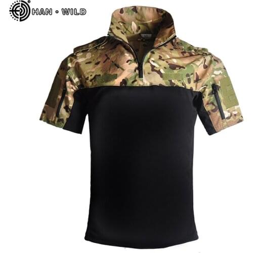 Military Tactical T Shirt Outdoor Sport Quick Dry Lapel Short Sleeve Shirt Summer Hiking Training Tee Men Clothing Casual Tops