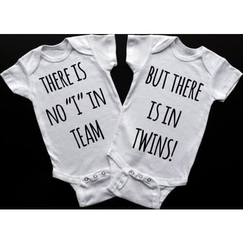 Twin Baby Funny There Is No I In Team Baby Shower Gift Baby Shower Twin Clothes Identical Boy Girl Take Home Outfit