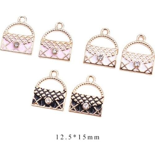 10pcs/Lot Cute Bag Diy Handmade Oil Enamel Charms Design for Jewelry Making Earring Bracelet or Necklace