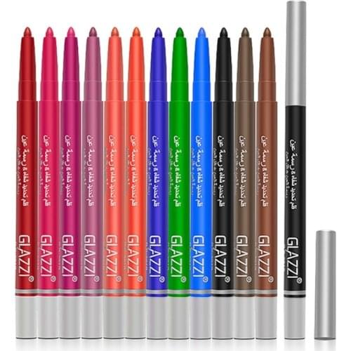 12 Colors Eyeliner Pen Set Eye Liner Gel Pencil Auto-Rotating Colored Eyeliners Waterproof for Women Girls