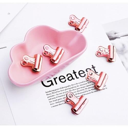 15PCS 25mm Metal Hinge Bulldog Clips with Push Pins for School Bulletin Cork Boards Walls Photos Maps Drawings Papers Rose Gold