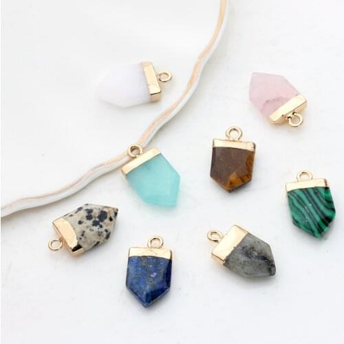 Natural Stone Charms Pendant Geometric Birthstone Charms Natural Color Stone 10*18mm 2pcs/lotFor DIY Fashion Jewelry Accessories