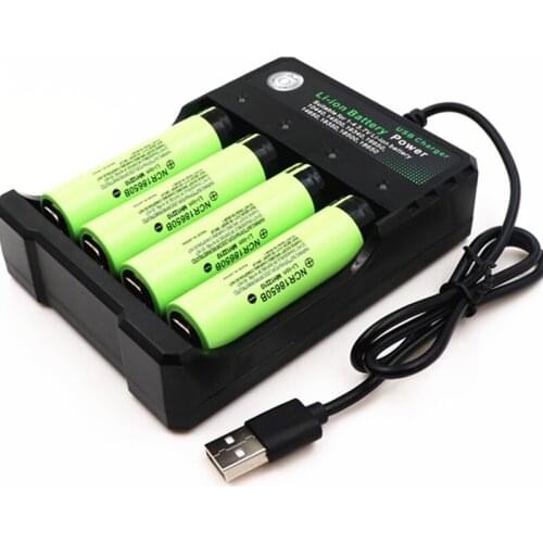 2021 New NCR34B 18650B 3400mAh 18650 Lithium Ion Rechargeable Battery + USB Smart Charger for Flashlight Toy Tools