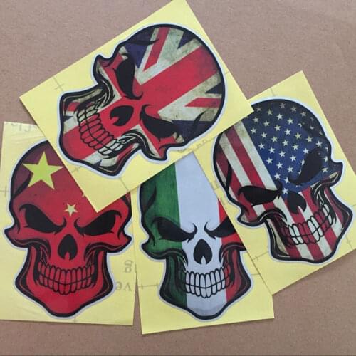Car Styling 3D Creative Devil Skull Head Fuel Tank Cap Vinyl Sticker National Flag Rear Window Decal Stickers Universal Fit