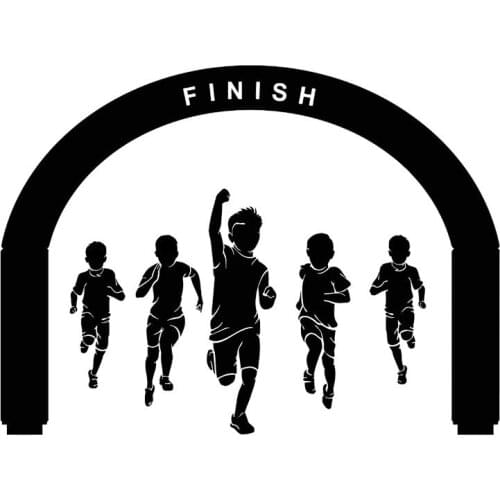 Runner Finish Sports Running Winner Car Sticker Motorcycle Sticker Pvc Motorcycle Car Decal Sticker, Black/white, 18cm*13cm