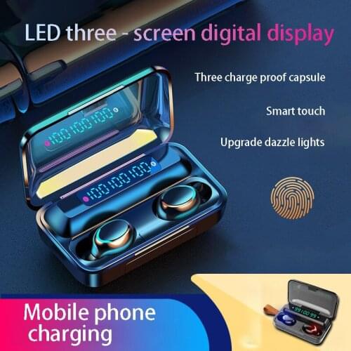 1200 MAh LED Bluetooth Wireless Earphones IPX 7 Waterproof Earbuds TWS Touch Control Sport Headset Noise Cancel Earphone