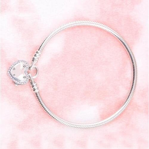 S925 Lock Your Promise Bracelet Love Heart Pendant Clasp fit Lady Beads Charms Pendant