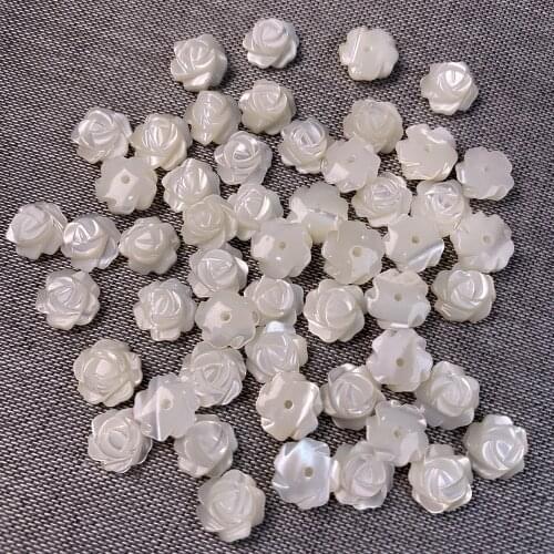 8mm Natural Shell Beads Carved Flower Mother of Pearl Shells Loose Beads for Jewelry Making Earrings DIY Hairpin Accessories