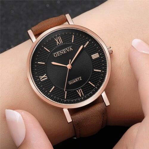 Relogio Feminino Ladies Leather Quartz Watch Fashion Rose Gold Womens Watches Top Brand Geneva Luxury Casual Dress Women Clock