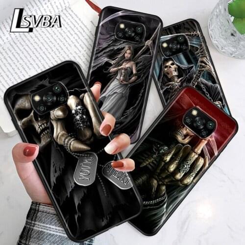 Cool Evil Grim Reaper For Xiaomi Poco C3 M3 M2 X3 NFC X2 F2 Pro F1 F3 Mi Play Mix 3 A2 Lite A1 6 5X Black Soft Phone Case
