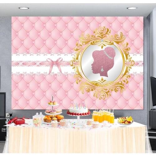 Princess Birthday Party Backdrop Photography Pink Headboard Bow Newborn Baby Shower Customized Girl Portrait Photo Background