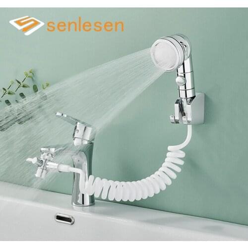Senlesen Chrome Handshower and Hose and Valve Simple Bathroom Shower System Hot and Cold Water Mixer Tap Bath Crane