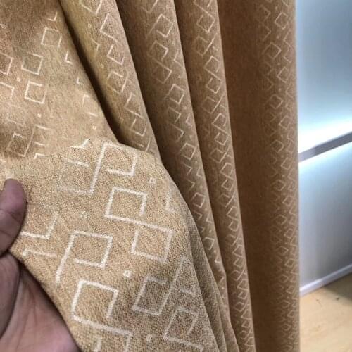 Cashmere Jacquard Geometric Figures Curtain for Living Room Blue/Purple/Grey/Coffe Modern Blackout Curtains for Bedroom #VT