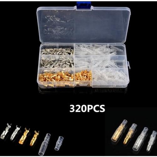 320PCS Car Auto Motorcycle Male & Female Bullet Terminals 4mm Wire Bullet Crimp Connectors Terminal With Insulation Sheath