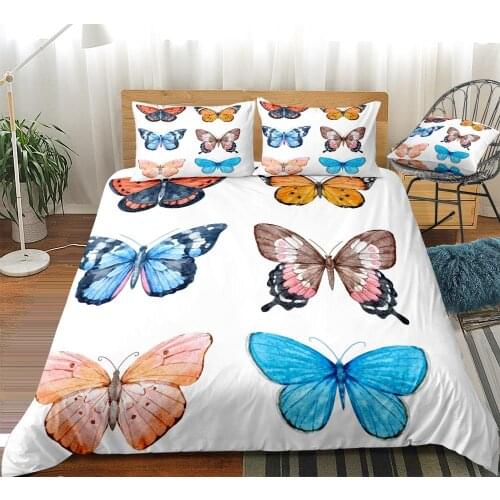 Butterfly Bedding Set Retro Butterfly Duvet Cover Set Colorful Bed Linen Boys Girls Bedclothes Beds Set Kids Teens Home Textile