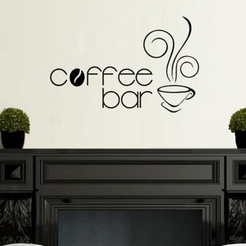 KUCADA creative coffee bar cup wall sticker for kitchen decoration mural art decal diy removable black WP1096