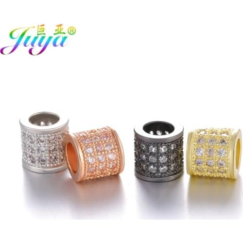 Ali Moda DIY Jewelry Beads Supplies Cubic Zirconia Metal Tube Charm Beads Accessories For Natural Stones Beading Jewelry Making