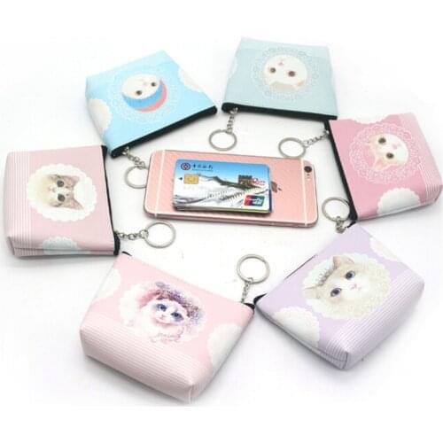 Cartoon Cute Small Kids Womens Purse Coin Wallet Girls Coin Purse Money Pouch Cat Change Pouch Zipper Bags Key Holder Bag