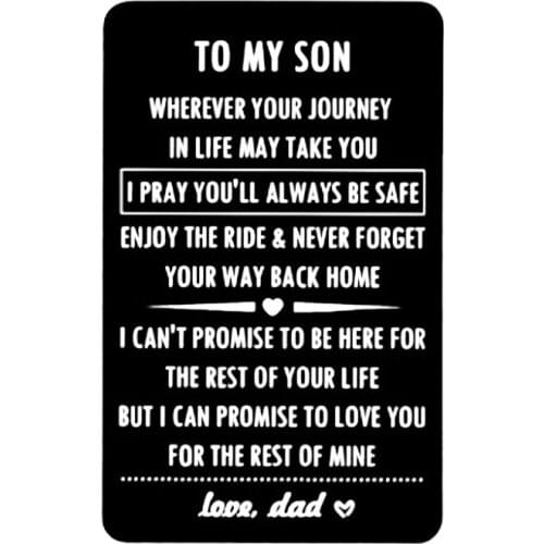 Fashion Women Men Wallets Cards"TO MY Child" Lettering Metal Wallet Card Postcard Business Card Gift for Son Daughter