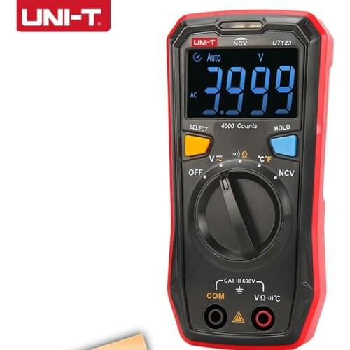 UNI-T UT123/UT123D Smart RMS Digital Pocket Household Multimeter AC DC Voltage Resistance Temperature NCV Tester EBTN Display